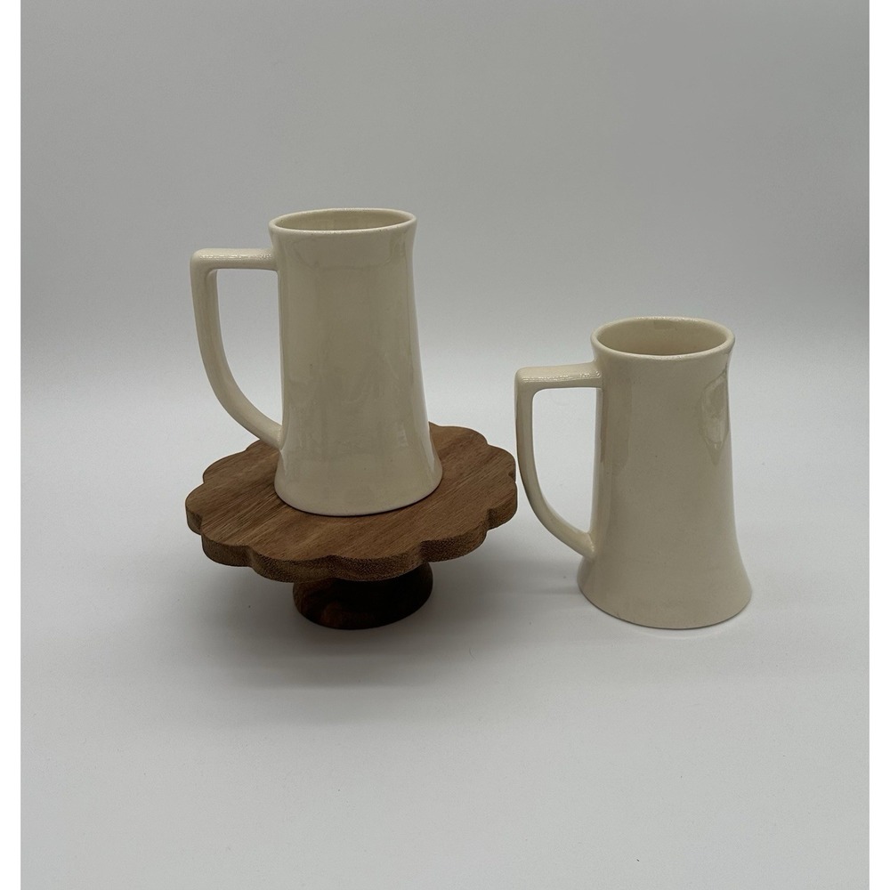 Vintage Pfaltzgraff Heritage White Pedestal Mugs Set of 2 USA Stoneware 5"